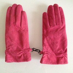Pink leather gloves - size S